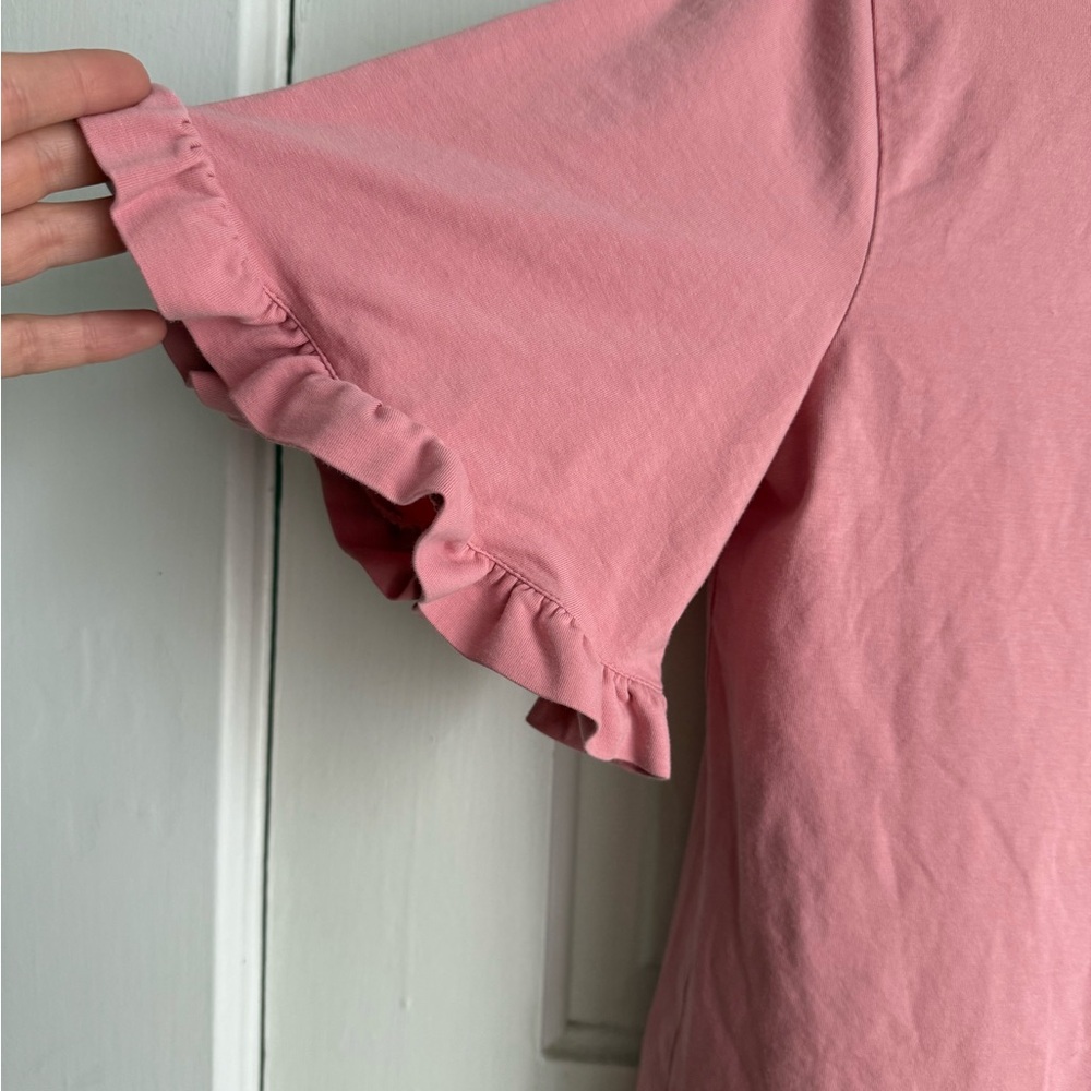 Ann Taylor Pink Short Sleeve Ruffle Top - Picture 2 of 4